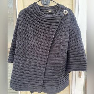 Pure Handknit Summer Crush Black Ribbed Wrap Sweater Women's Size M/L